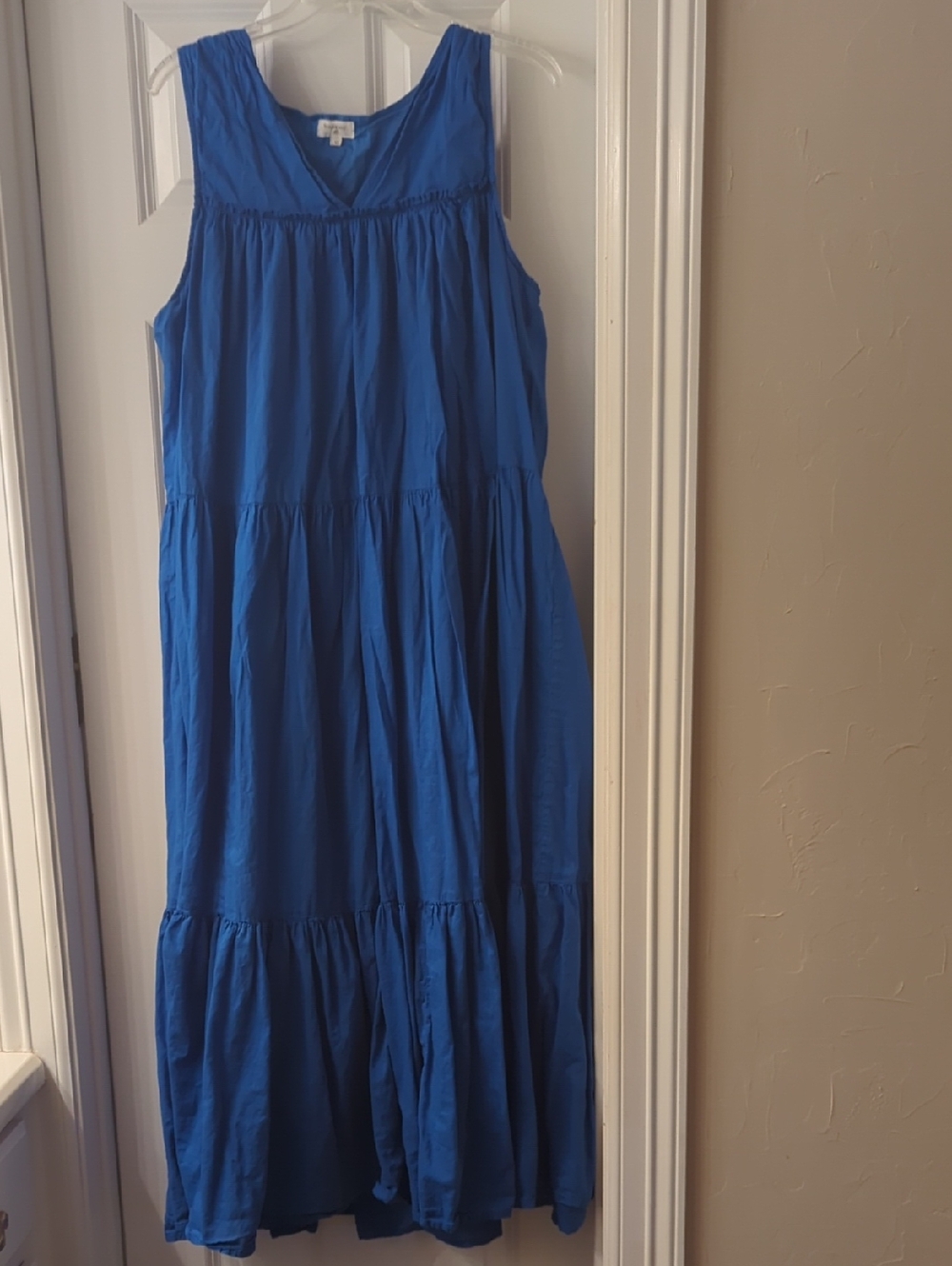 Cost Plus World Market Royal Blue Sleeveless Tiered Maxi Dress